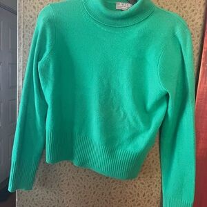 J. Crew Vibrant Green Turtleneck Sweater 100% cashmere